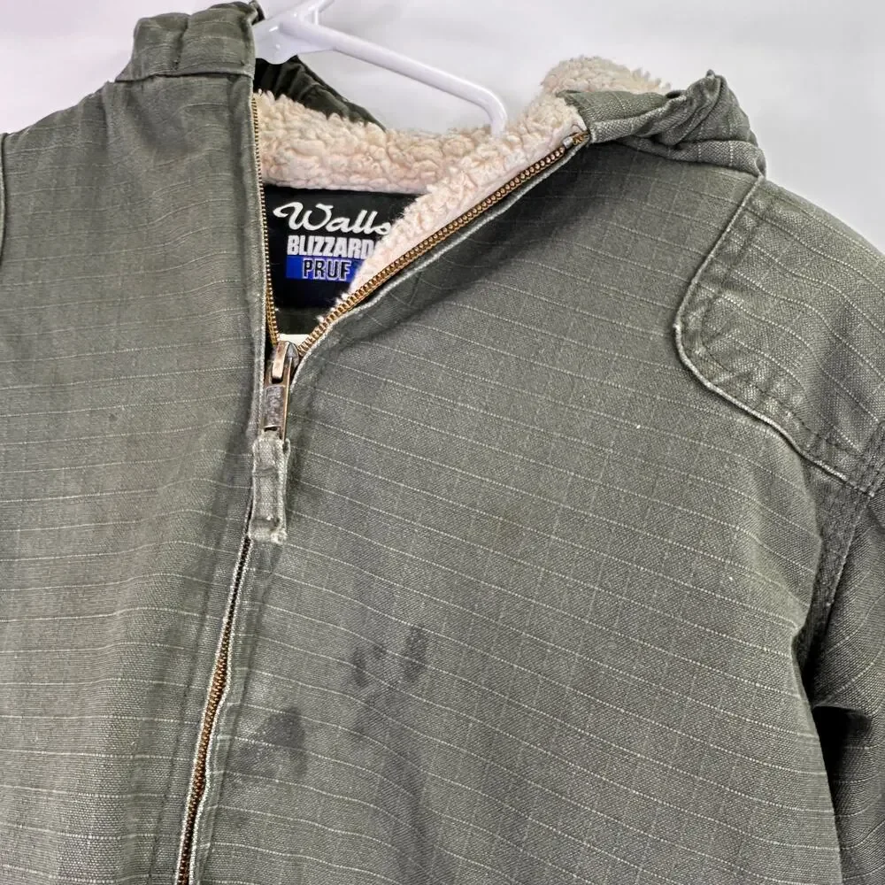 Walls Blizzard Pruf Green Sherpa Canvas Coat Size Small (6 - 7)
